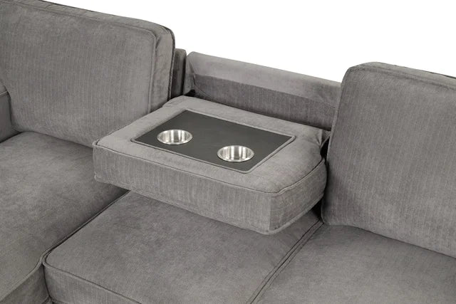 MARCOS Grey Sectional With Pull-Out Bed