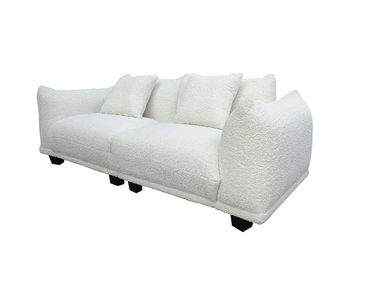 Homey White Fabric Oversized Sofa Set