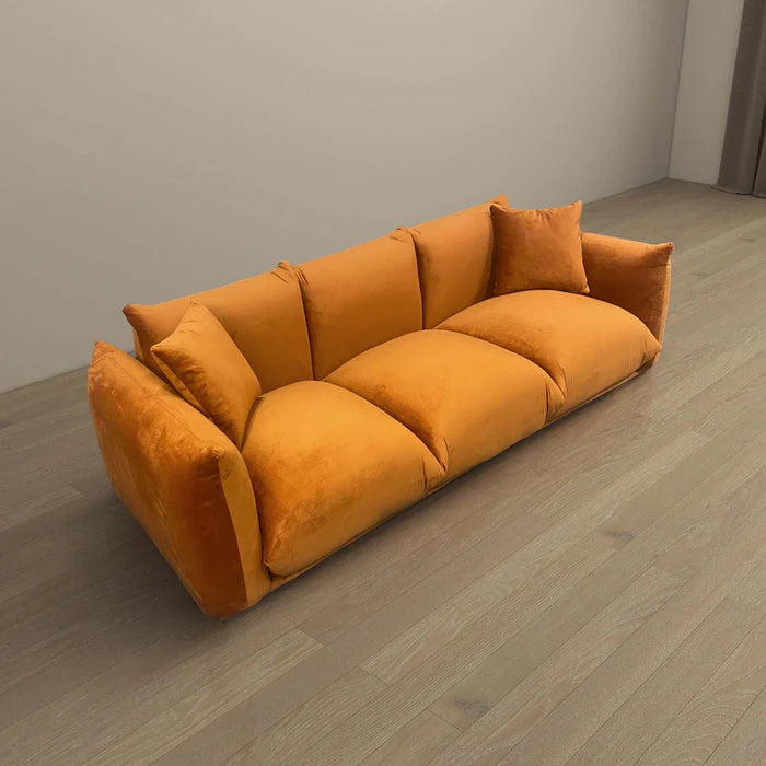 Arlo Burnt Orange Velvet Sofa.