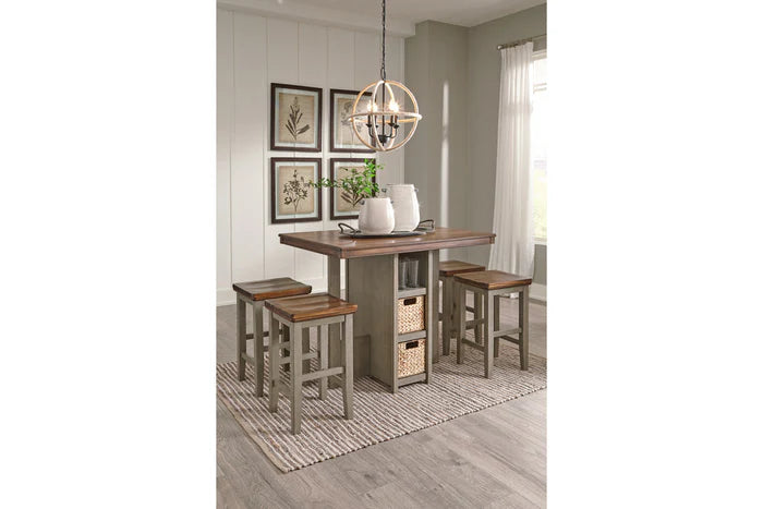 Lettner Gray/Brown 5-Piece Counter Height Set.