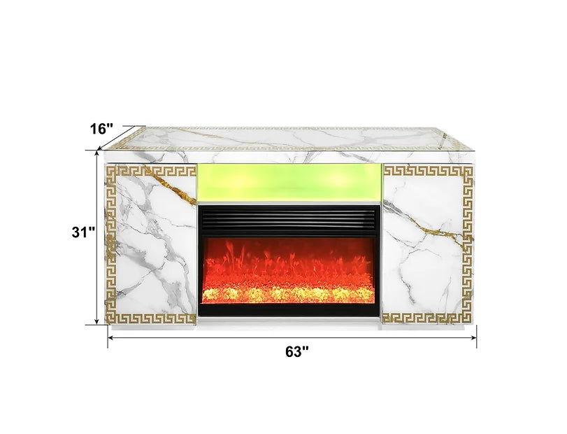 Versa White/Gold 63" TV Stand