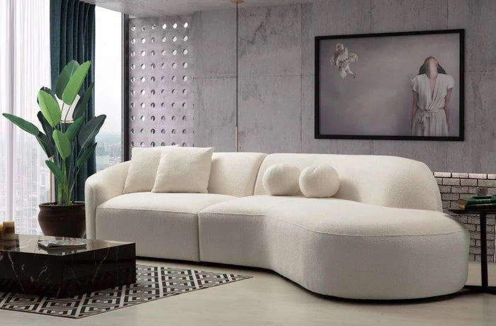 Cloe Ivory Boucle Curved 134" RAF Sectional