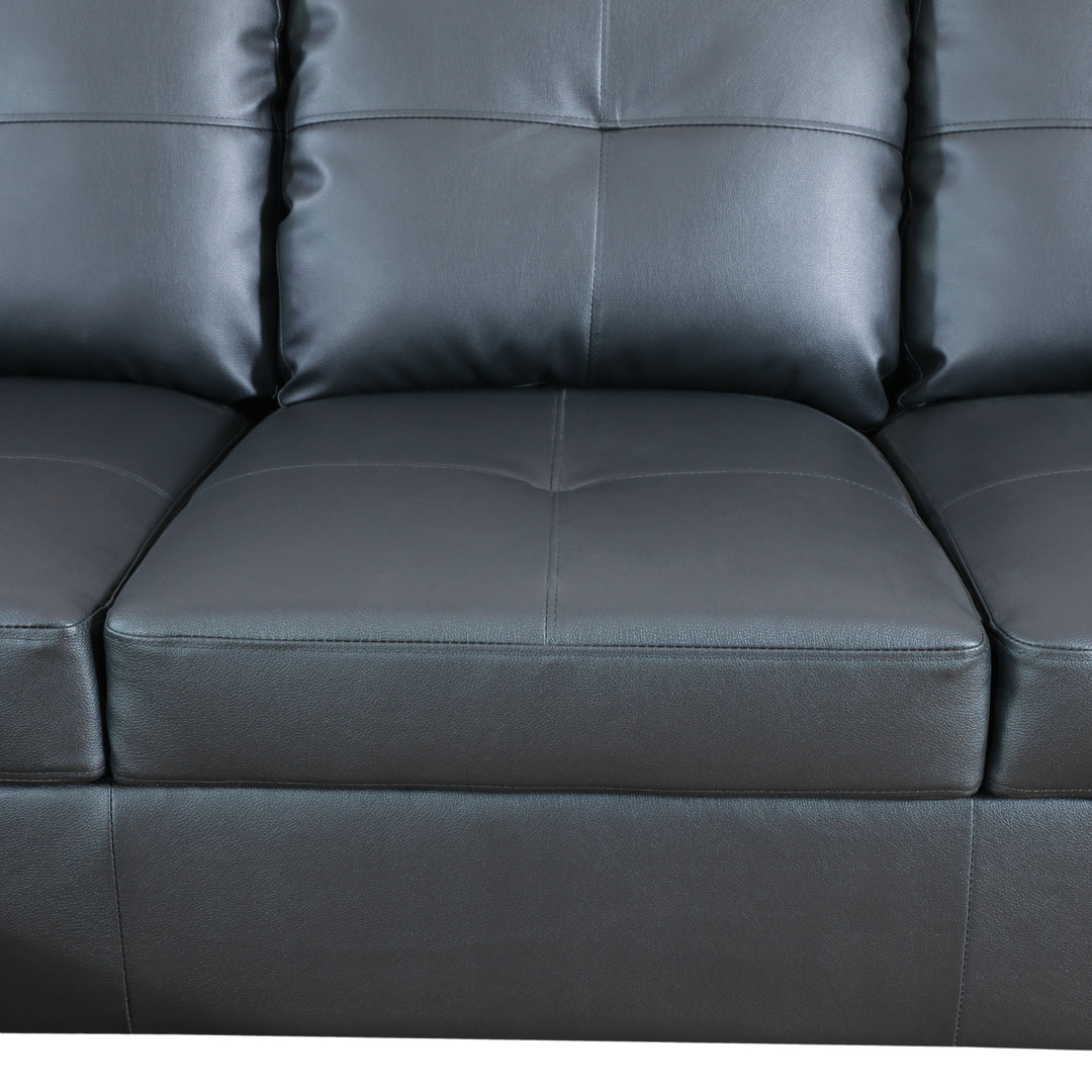 Black Faux Leather Sectional