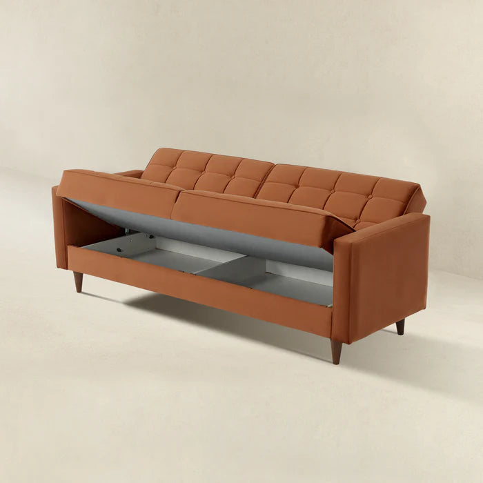 Benara Burnt Orange Velvet Sleeper Sofa.