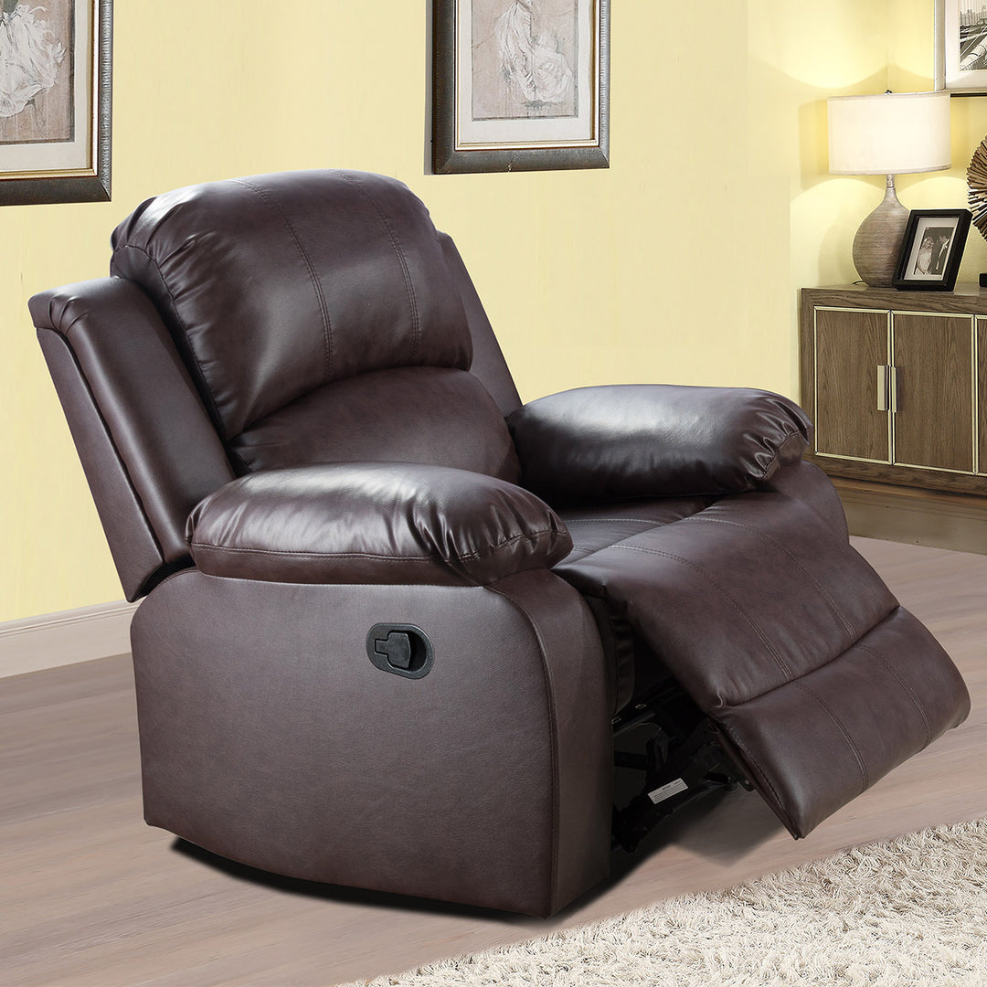 Brown Faux Leather 3-Piece Reclining Sofa Set