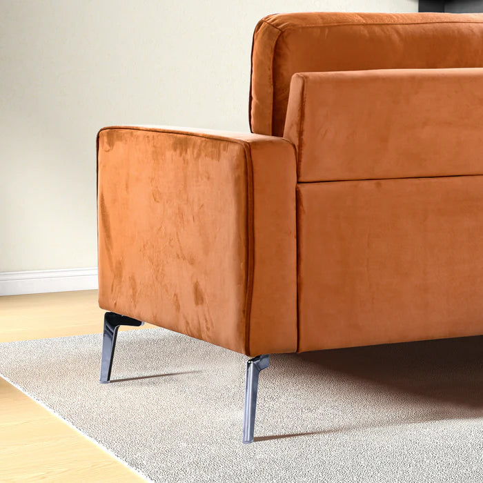 Axten Orange Velvet Sofa