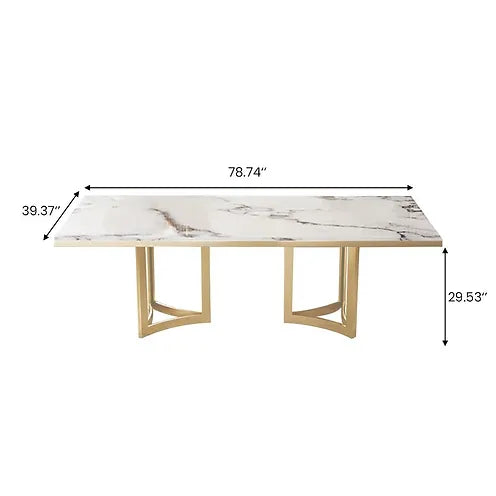 Bura 79" White 7pcs Dining Table Set