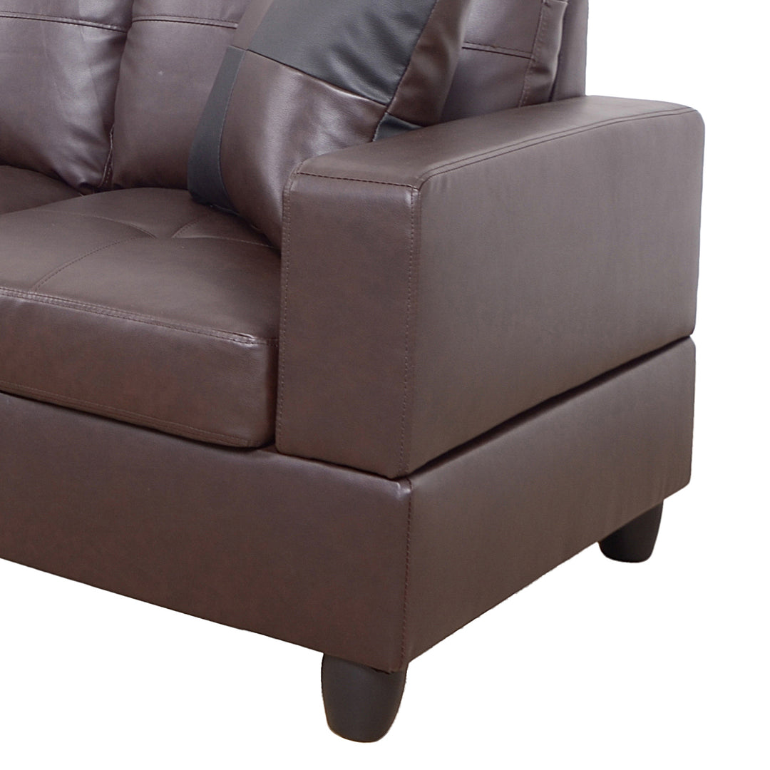 Brown Faux Leather Sectional