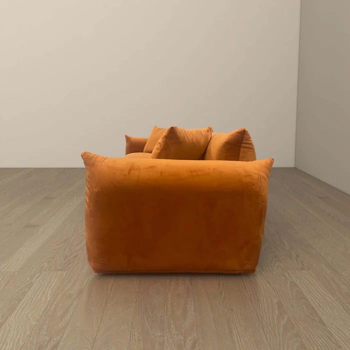 Arlo Burnt Orange Velvet Sofa.