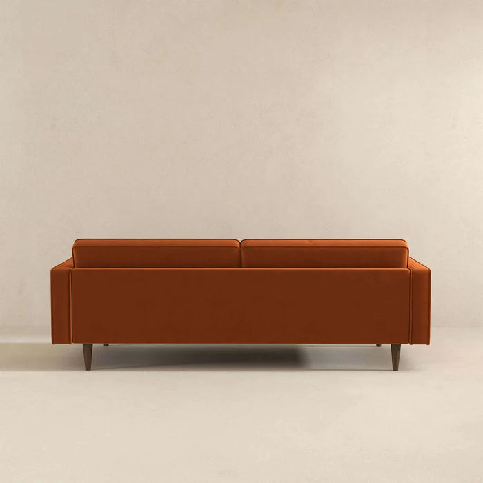 Casey Mid Century Modern Burnt Orange Velvet Sofa