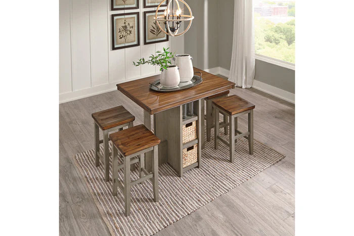 Lettner Gray/Brown 5-Piece Counter Height Set.