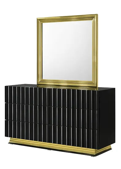 Lila Black/Gold LED Platform Bedroom Set