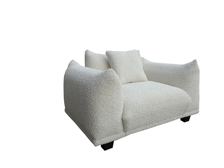 Homey White Fabric Oversized Sofa Set