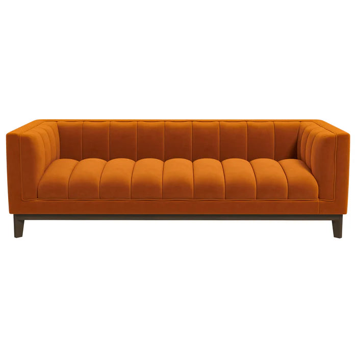 Melissa Mid-Century Orange Velvet Modern Sofa