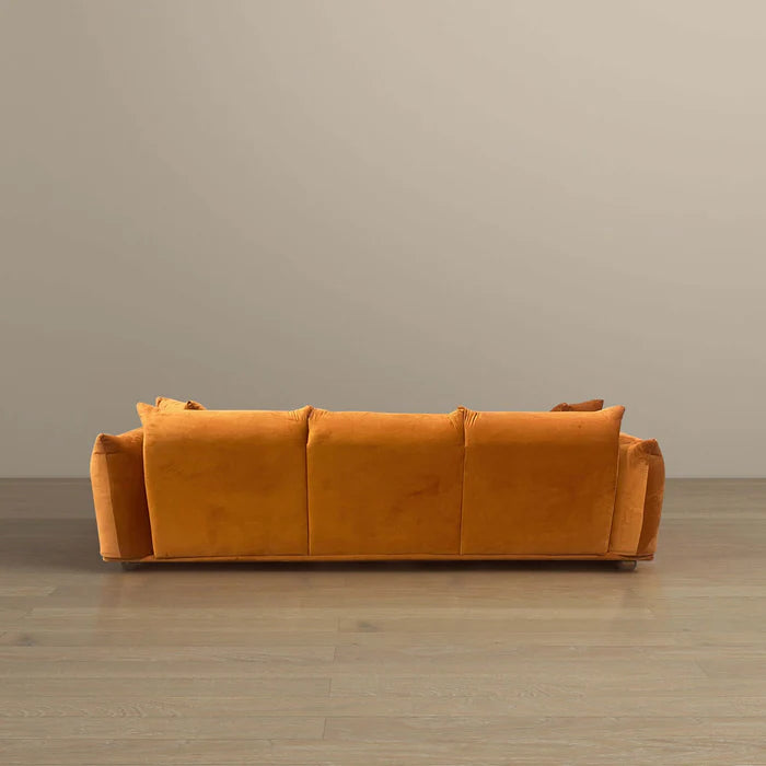 Arlo Burnt Orange Velvet Sofa.