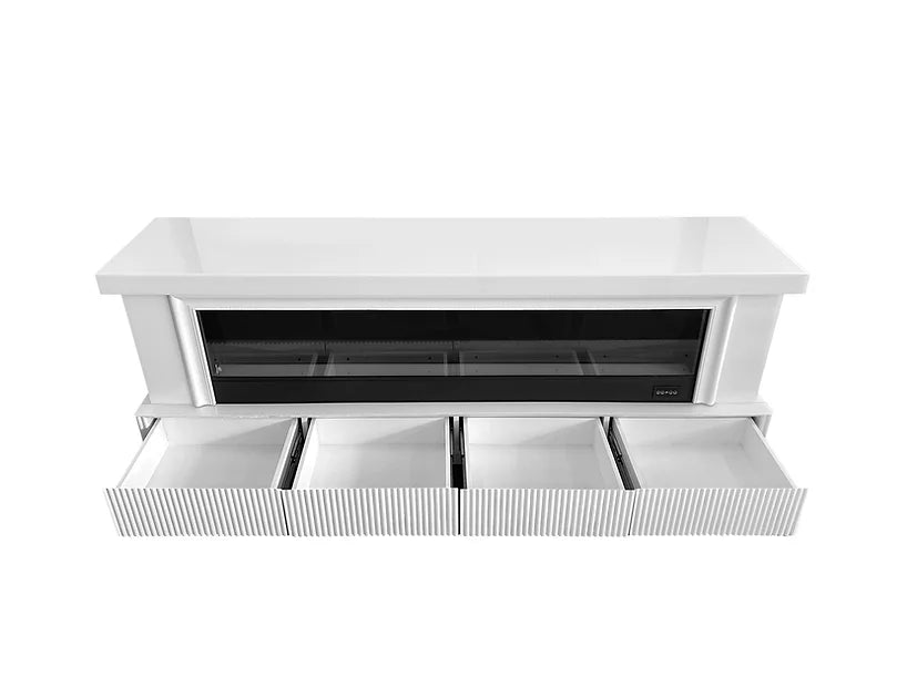 Pebble White Fireplace 71" Tv Stand