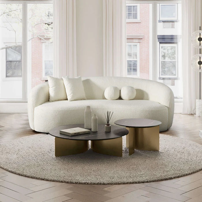 Drake Japandi Style Curvy Boucle Sofa