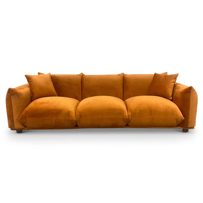 Arlo Burnt Orange Velvet Sofa.