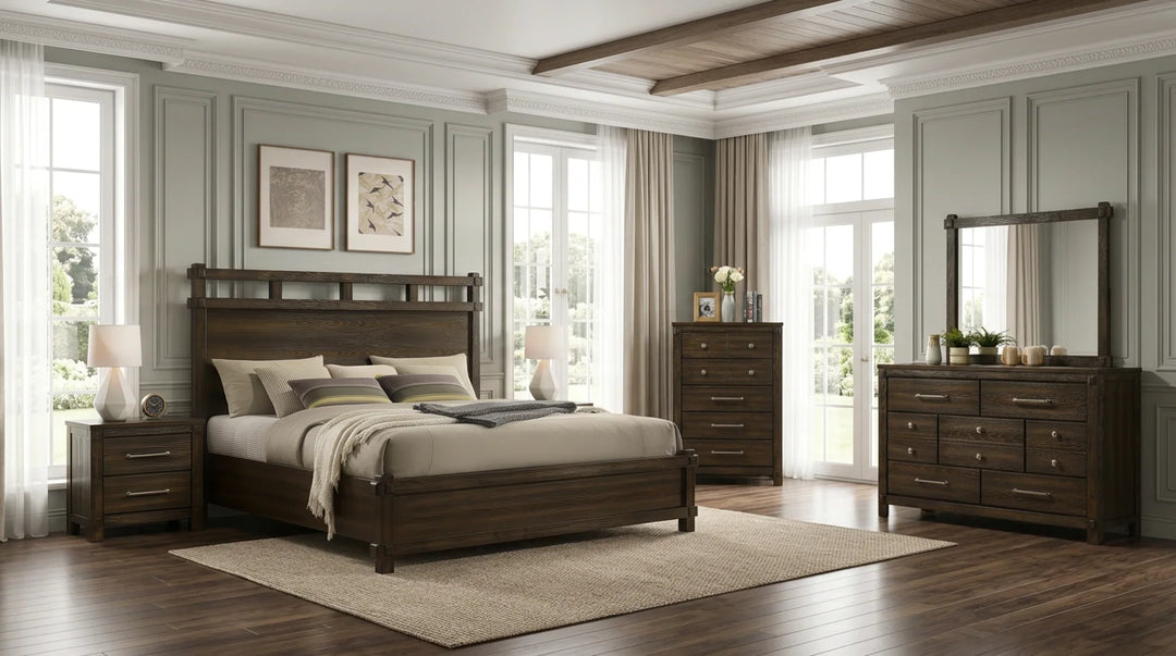 Cayman 5-Piece Bedroom Set (Bed, Dresser, Mirror, Chest & Nightstand)