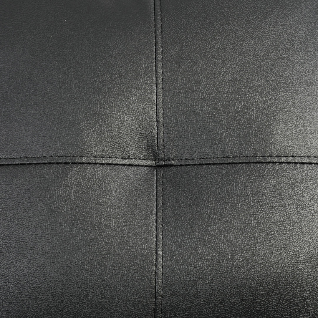 Black Faux Leather Sectional with Ottoman