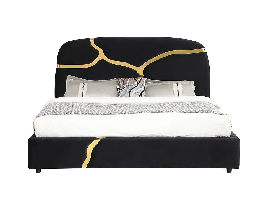 Milan Black/Gold Platform Bed