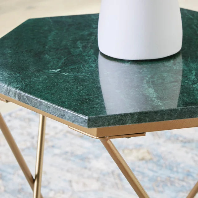 Green/ Gold Marble Accent Table