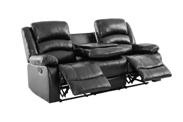 Dynamo 3-Piece Black PU Reclining Sofa Set