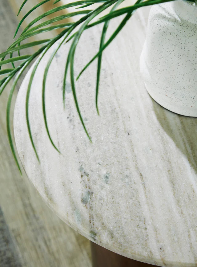 Beige/Brown Marble Accent Table