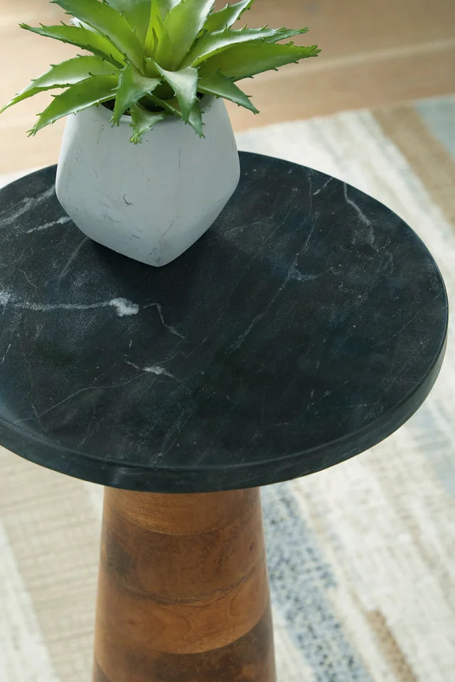 Brown/Black Marble Accent Table