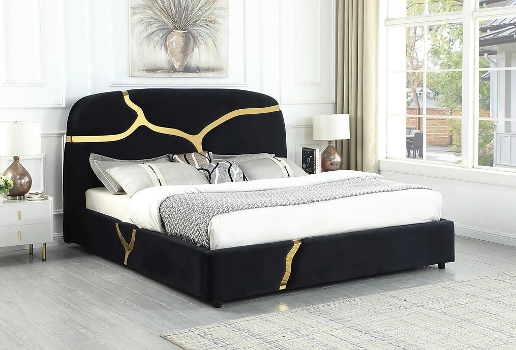 Milan Black/Gold Platform Bed