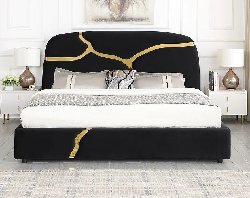 Milan Black/Gold Platform Bed