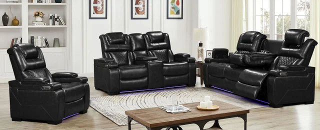 Woodland Black 3-Piece Power Recliner Set