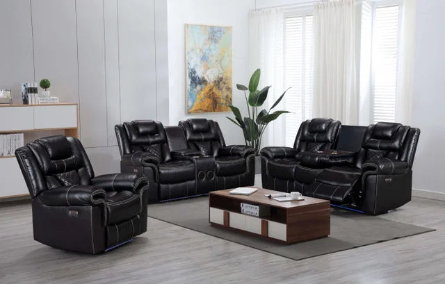 Alexa Black 3-Piece Power Recliner Set