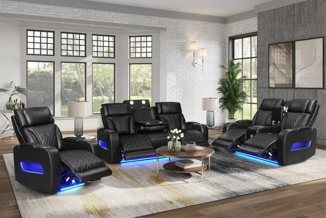 Dubai Black 3-Piece Power Recliner Set