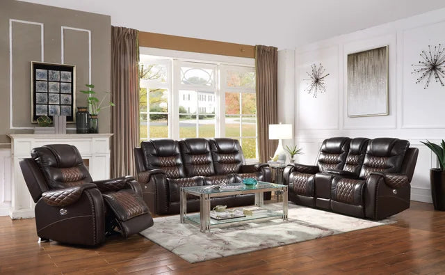 Harley Brown 3-Piece Genuine Leather Power Recliner Set